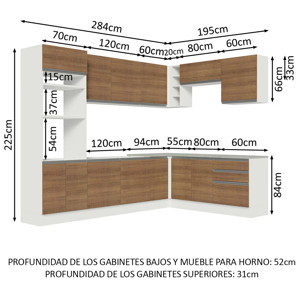Combo completo de Cocina Esquinera Madesa 479cm Glamy 01 - Blanco - Image 2