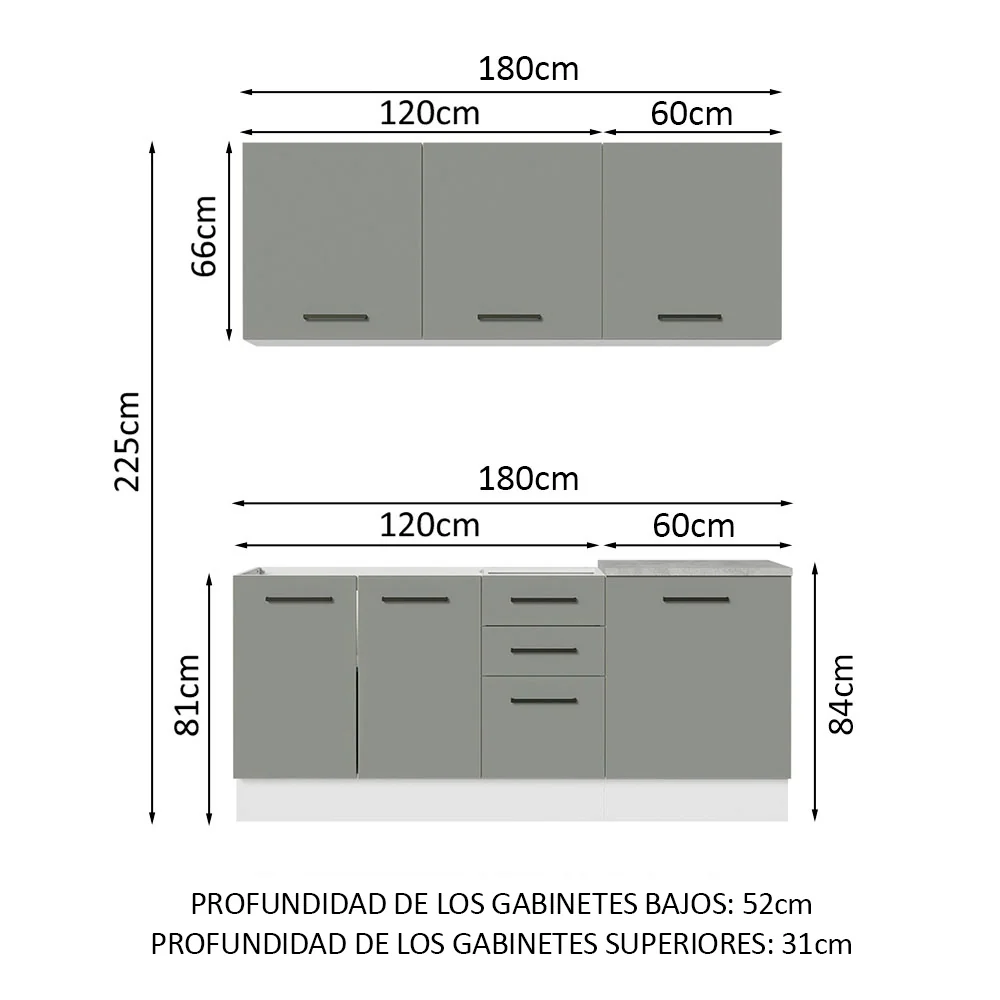 Combo de Cocina Madesa Agata 180cm BG 01 - Image 2