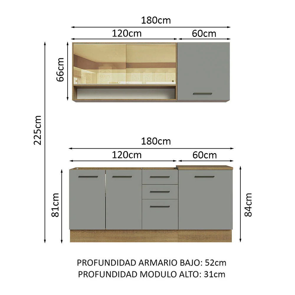 Combo de Cocina Madesa Agata 180cm MG 02 - Image 2