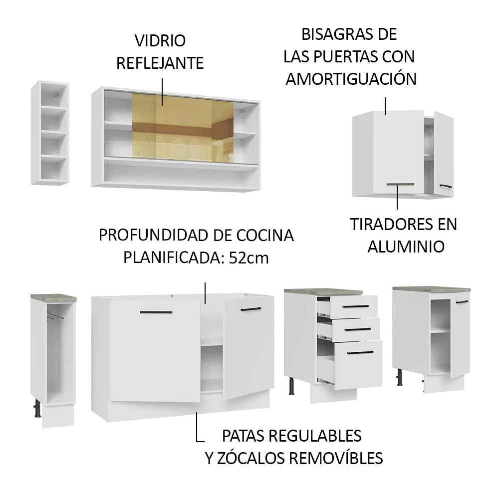 Combo completo de Cocina Madesa Agata 220cm BB 01 - Image 5