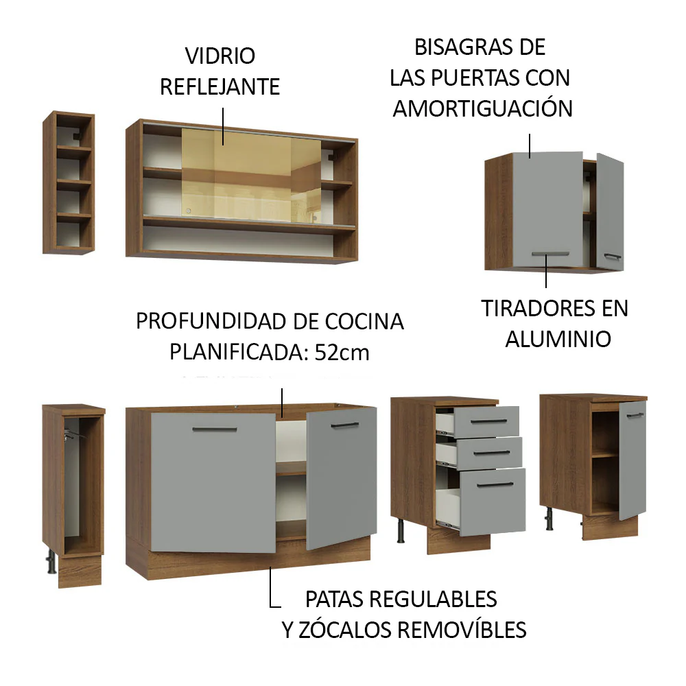 Combo completo de Cocina Madesa Agata 220cm MG 01 - Image 4