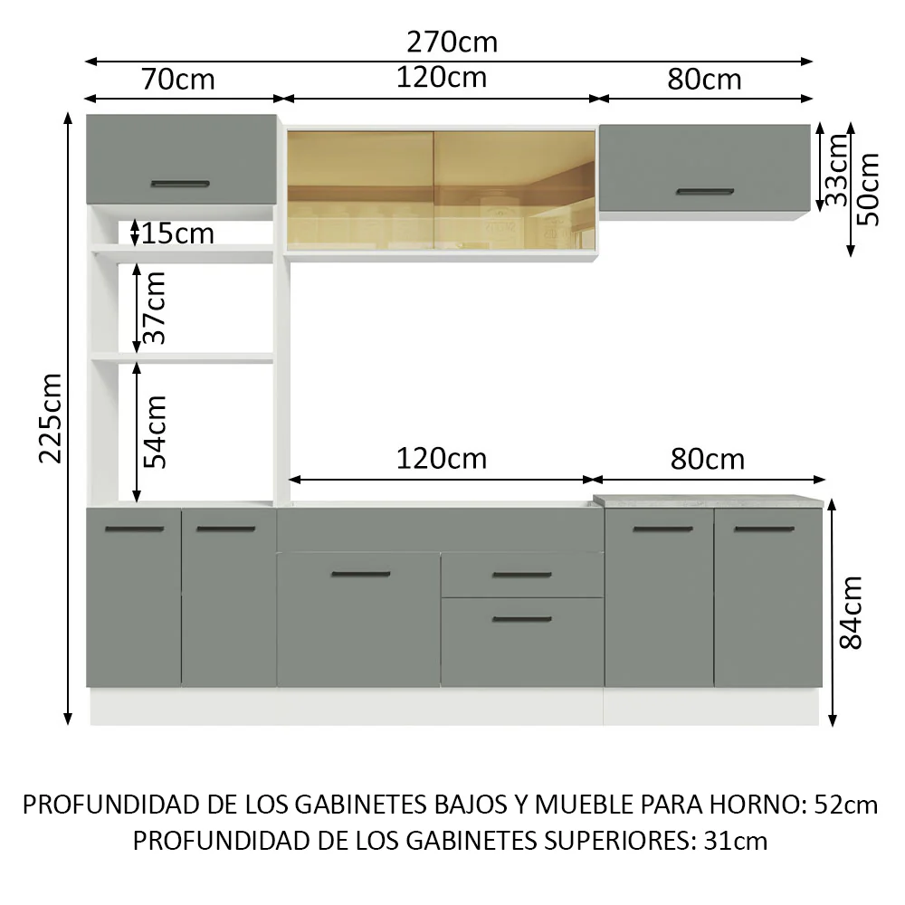 Combo completo de Cocina Madesa Agata 270cm BG - Image 3