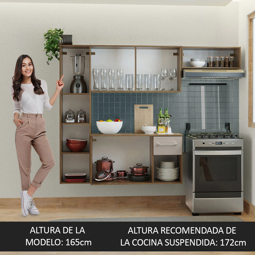 Combo de Cocina Madesa Easy 180cm Marrón/Crema - Image 5