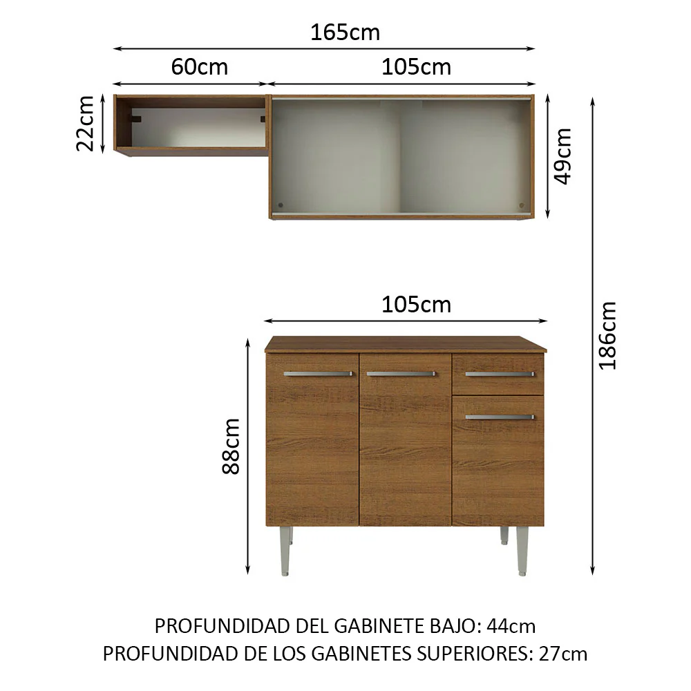 Combo de Cocina Madesa Emilly 165cm MM 03 - Image 2