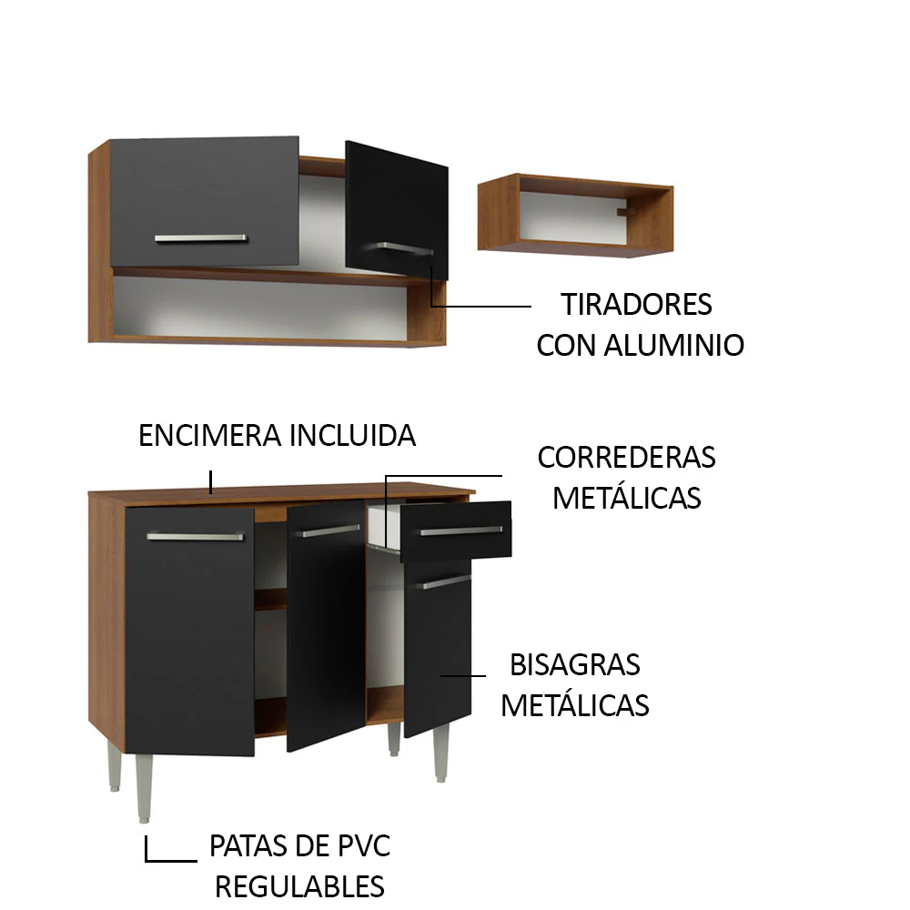 Combo de Cocina Madesa Emilly 165cm MN - Image 4