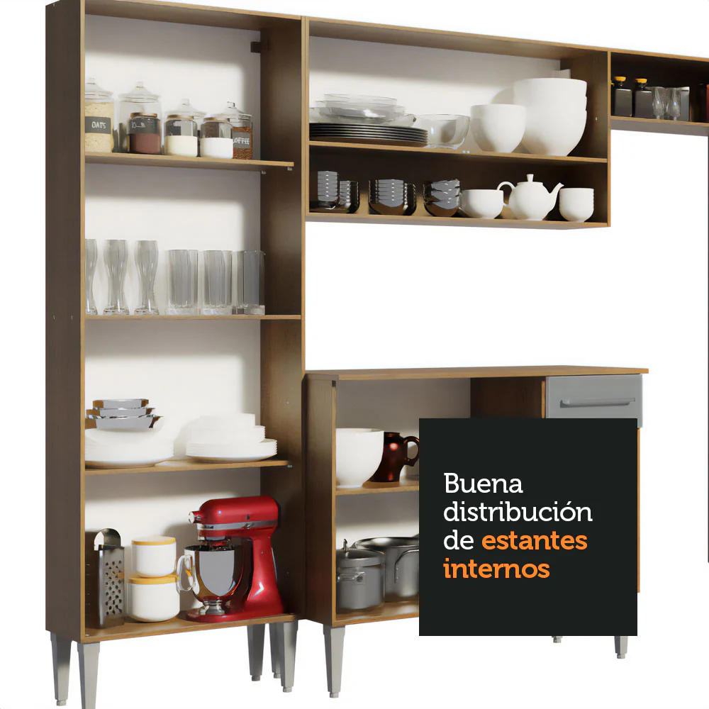 Combo completo de Cocina Madesa Emilly 261cm Marrón/Gris 02 - Image 6