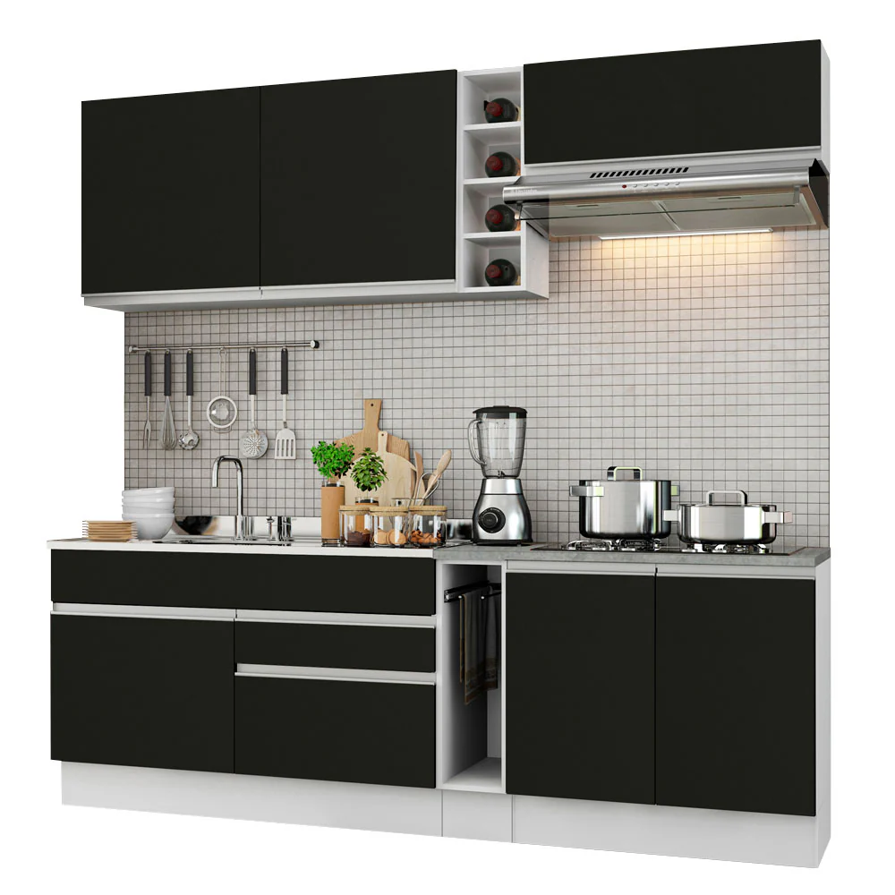 Combo completo de Cocina Madesa Glamy 220cm Blanco/Negro 03 - Image 3