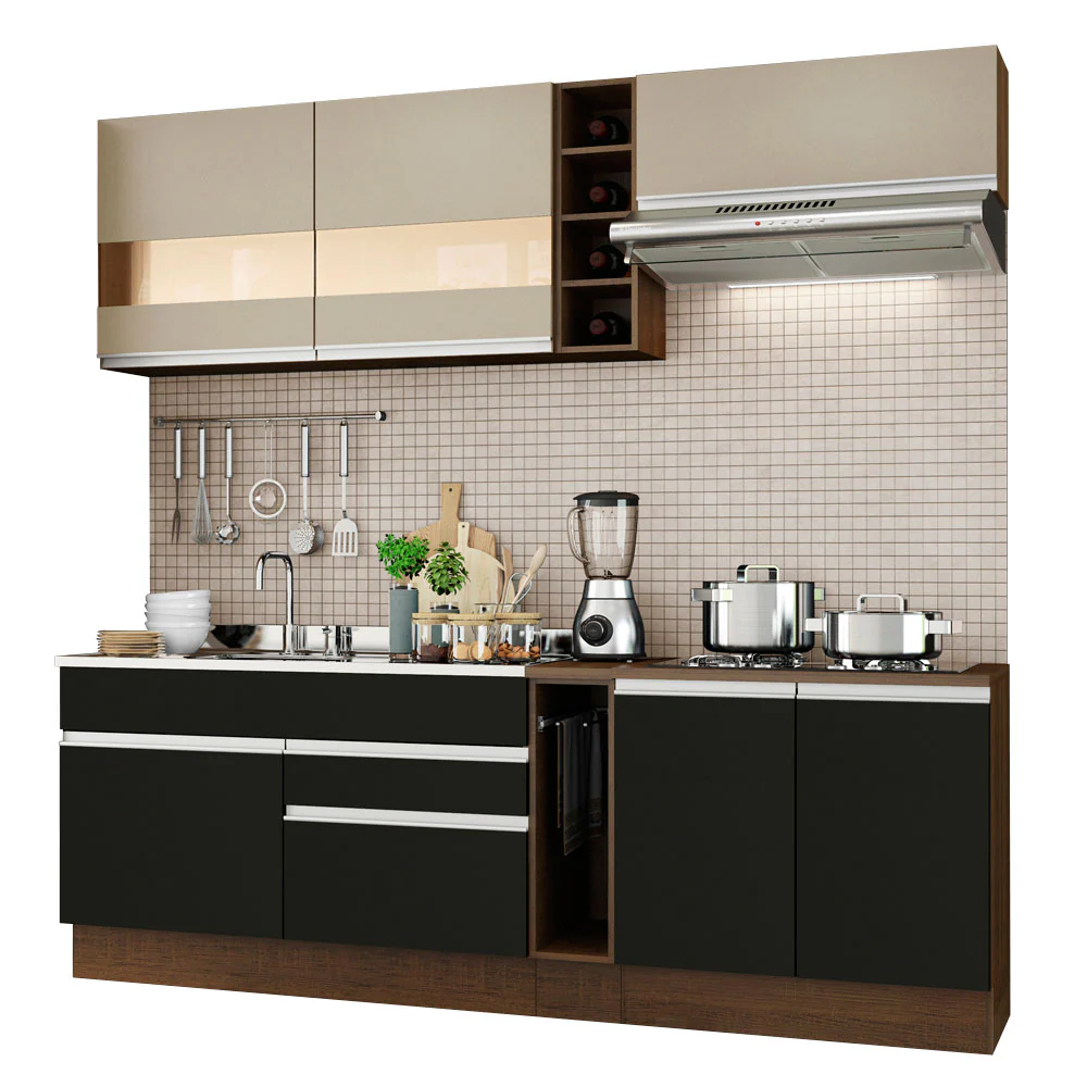 Combo completo de Cocina Madesa Glamy 220cm Marrón/Negro/Crema 02 - Image 3