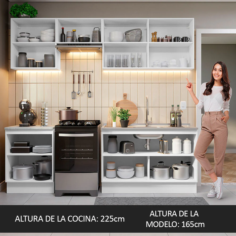 Combo completo de Cocina Madesa Glamy 240cm Blanco/Negro 09 - Image 6