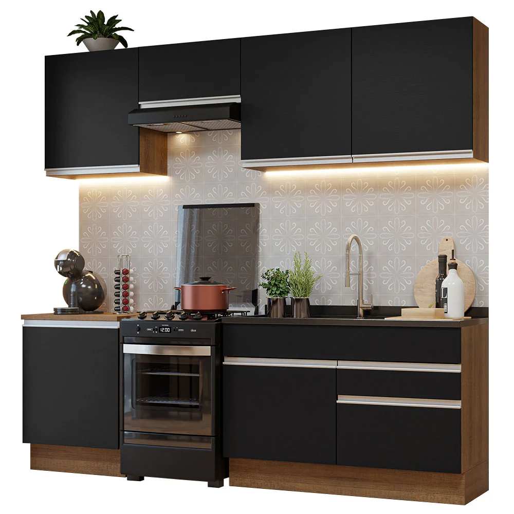 Combo completo de Cocina Madesa Glamy 240cm Marrón/Negro 08 - Image 3