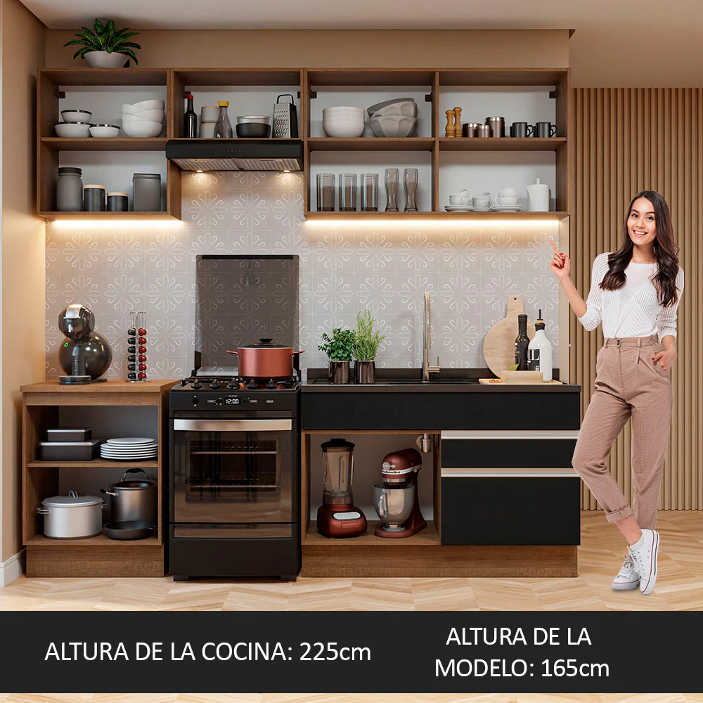 Combo completo de Cocina Madesa Glamy 240cm Marrón/Negro 08 - Image 6