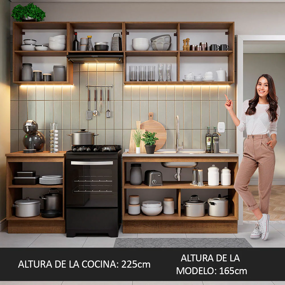 Combo completo de Cocina Madesa Glamy 240cm Marrón/Negro 09 - Image 6