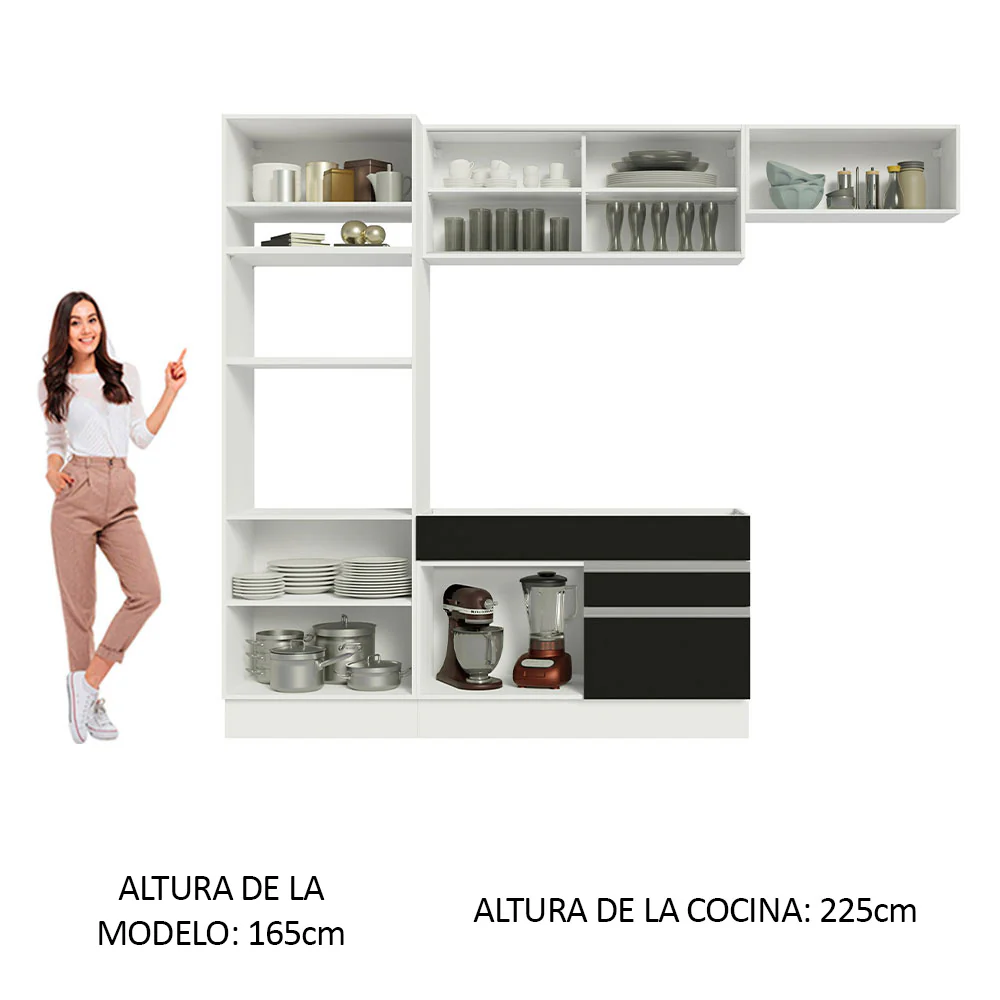 Combo completo de Cocina Madesa Glamy 270cm Blanco/Negro 11 - Image 4