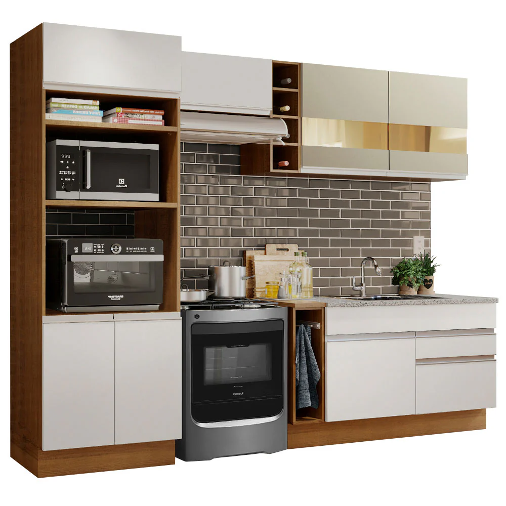 Combo completo de Cocina Madesa Glamy 270cm Marrón/Blanco/Crema 08 - Image 3