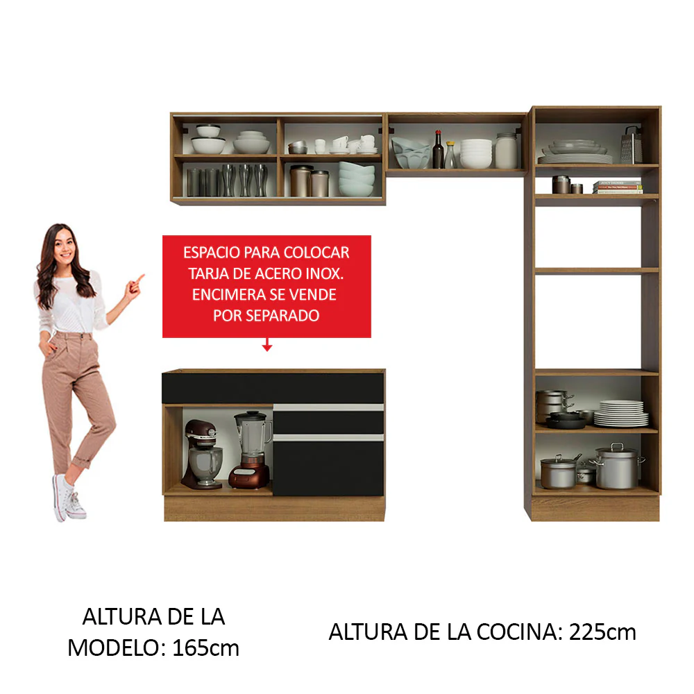 Combo completo de Cocina Madesa Glamy 270cm Marrón/Negro 12 - Image 4