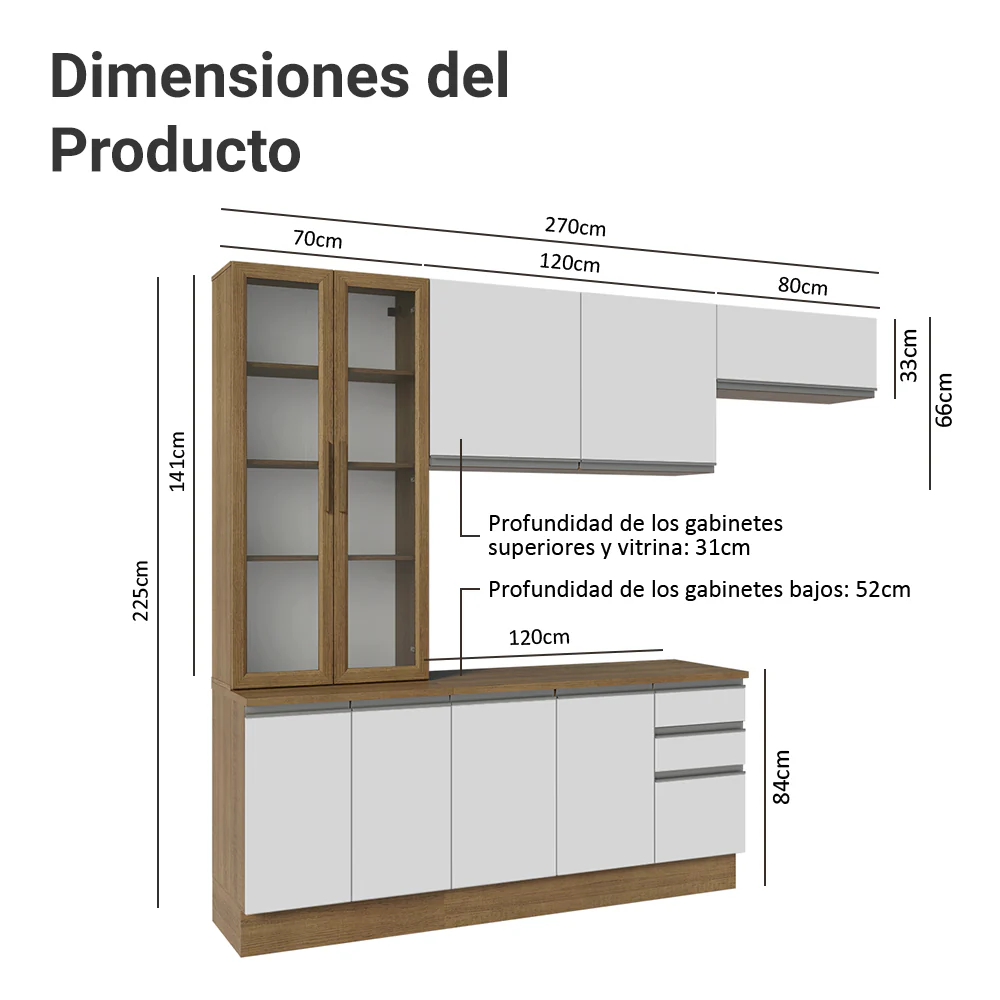 Combo completo de Cocina Madesa Glamy 270cm MB 16 - Image 2