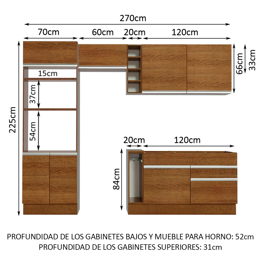 Combo completo de Cocina Madesa Glamy 270cm MM - Image 2
