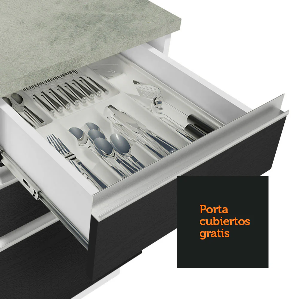 Combo completo de Cocina Madesa Glamy 280cm Blanco/Negro/Marrón - Image 5