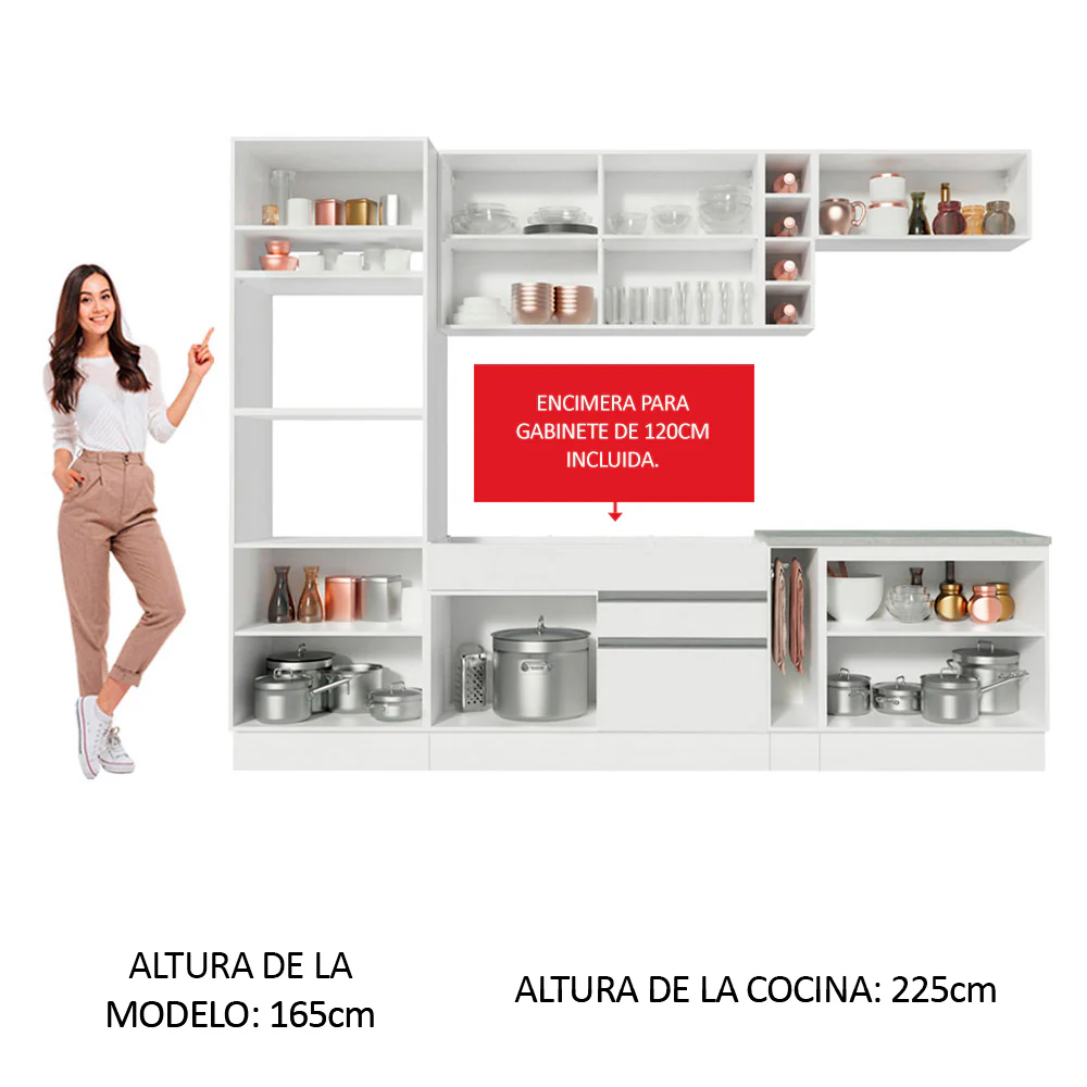 Combo completo de Cocina Madesa Glamy 290cm Blanco/Crema 11 - Image 3