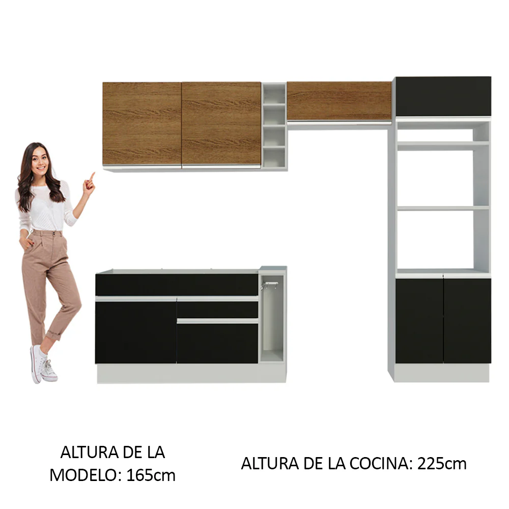 Combo completo de Cocina Madesa Glamy 290cm Blanco/Negro/Blanco 10 - Image 3
