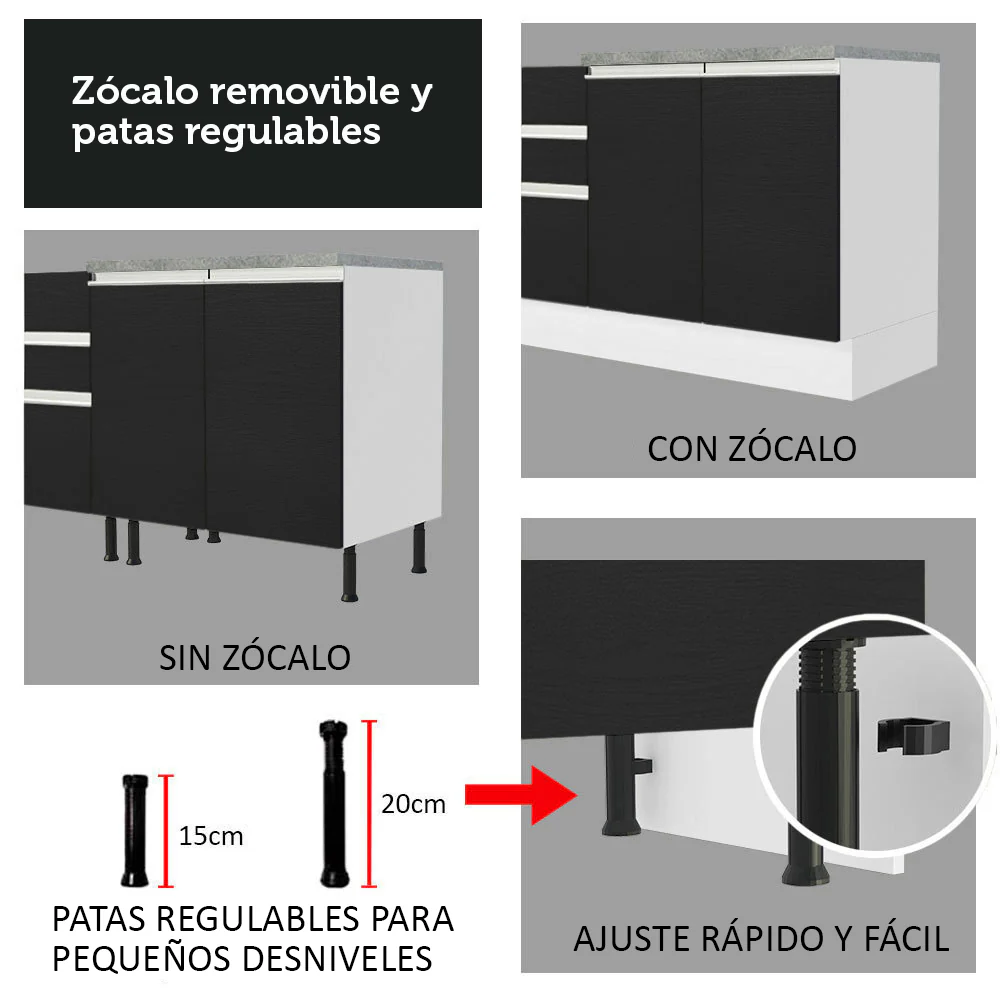 Combo completo de Cocina Madesa Glamy 290cm Blanco/Negro/Crema 03 - Image 9