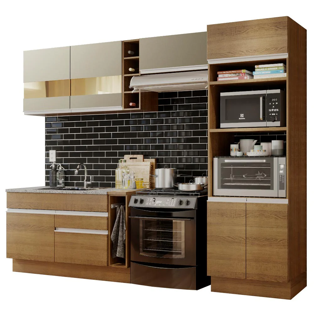Combo completo de Cocina Madesa Glamy 290cm Marrón/Marrón/Crema 09 - Image 3