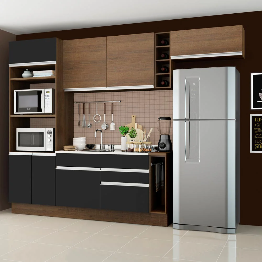Combo completo de Cocina Madesa Glamy 290cm Marrón/Negro/Marrón 04 - Image 3