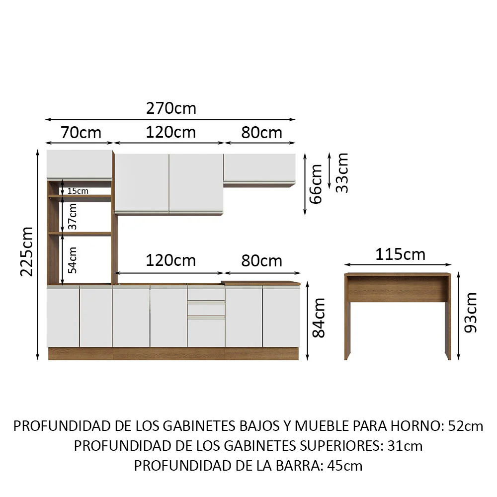 Combo completo de Cocina Madesa Glamy 315cm MB 02 - Image 2