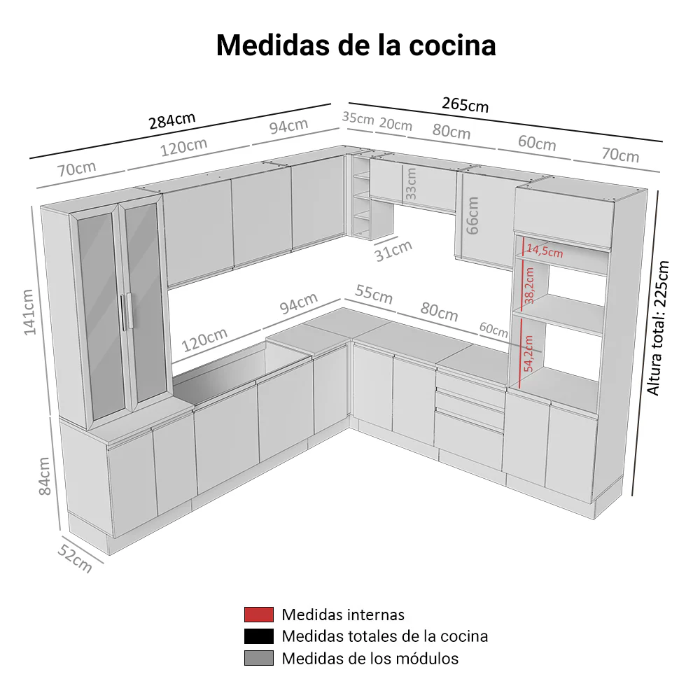 Combo completo de Cocina Esquinera Madesa Glamy 549cm MM 01 - Image 2