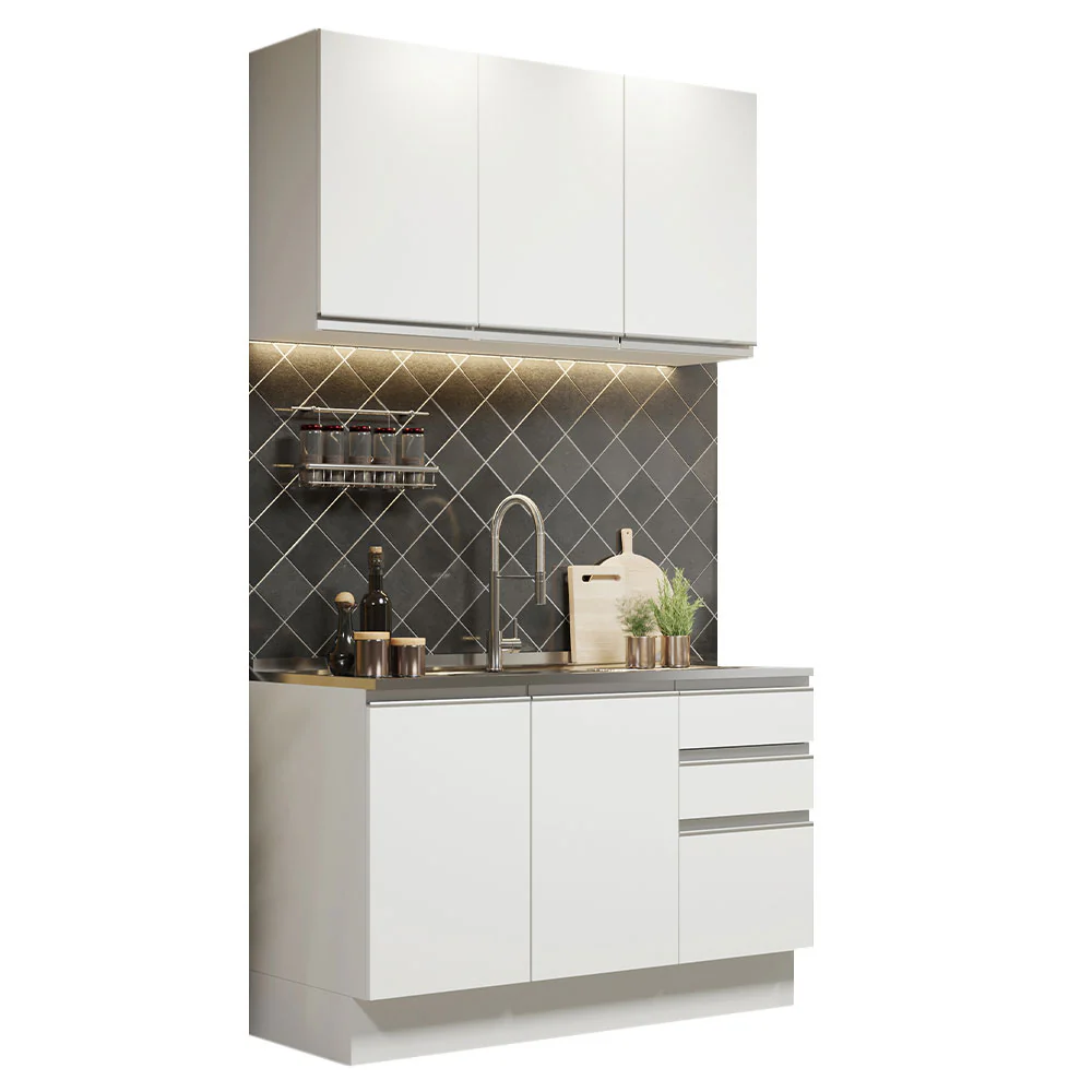 Combo de Cocina Madesa Glamy Sin Bacha de acero inoxidable 120 Cm Blanco 01 - Image 3