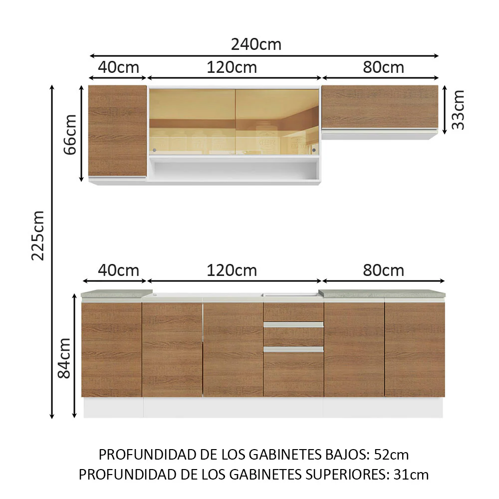 Combo completo de Cocina Madesa Glamy Sin Mesón De Acero 240 Cm - Image 2