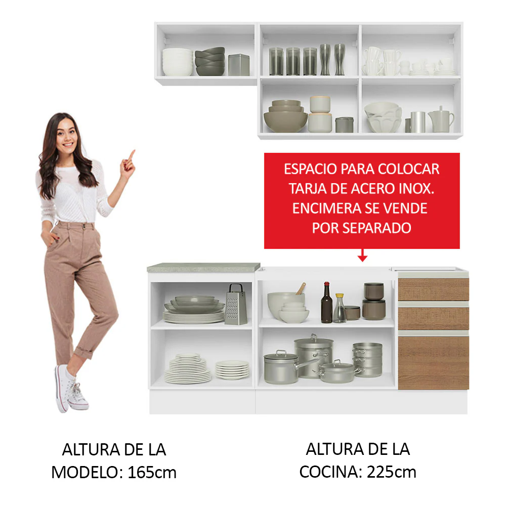 Combo de Cocina Madesa Glamy Sin Mesón De Acero Con 180 Cm - Image 4
