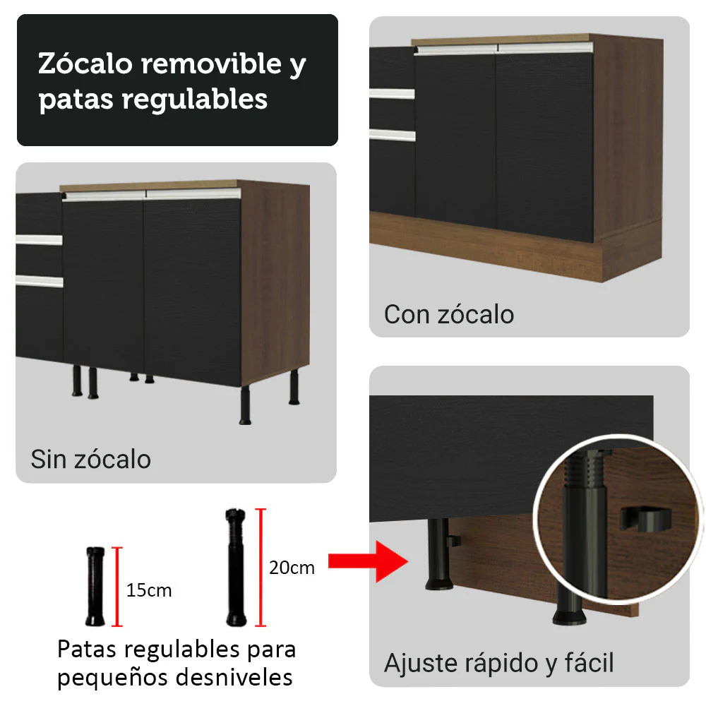 Combo completo de Cocina Esquinera Madesa Glamy 549cm MN 01 - Image 8