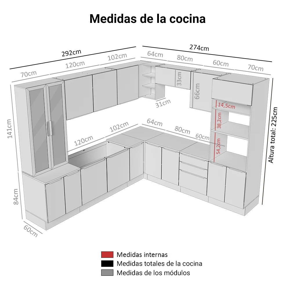 Combo completo de Cocina Esquinera Madesa Lux 566cm MN 01 - Image 3