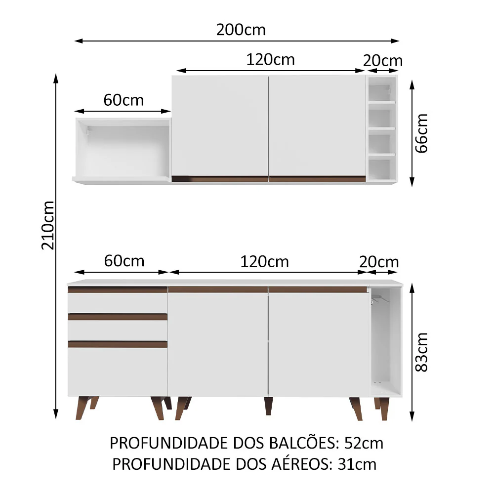 Combo de Cocina Madesa Reims 200cm Blanco 01 - Image 2