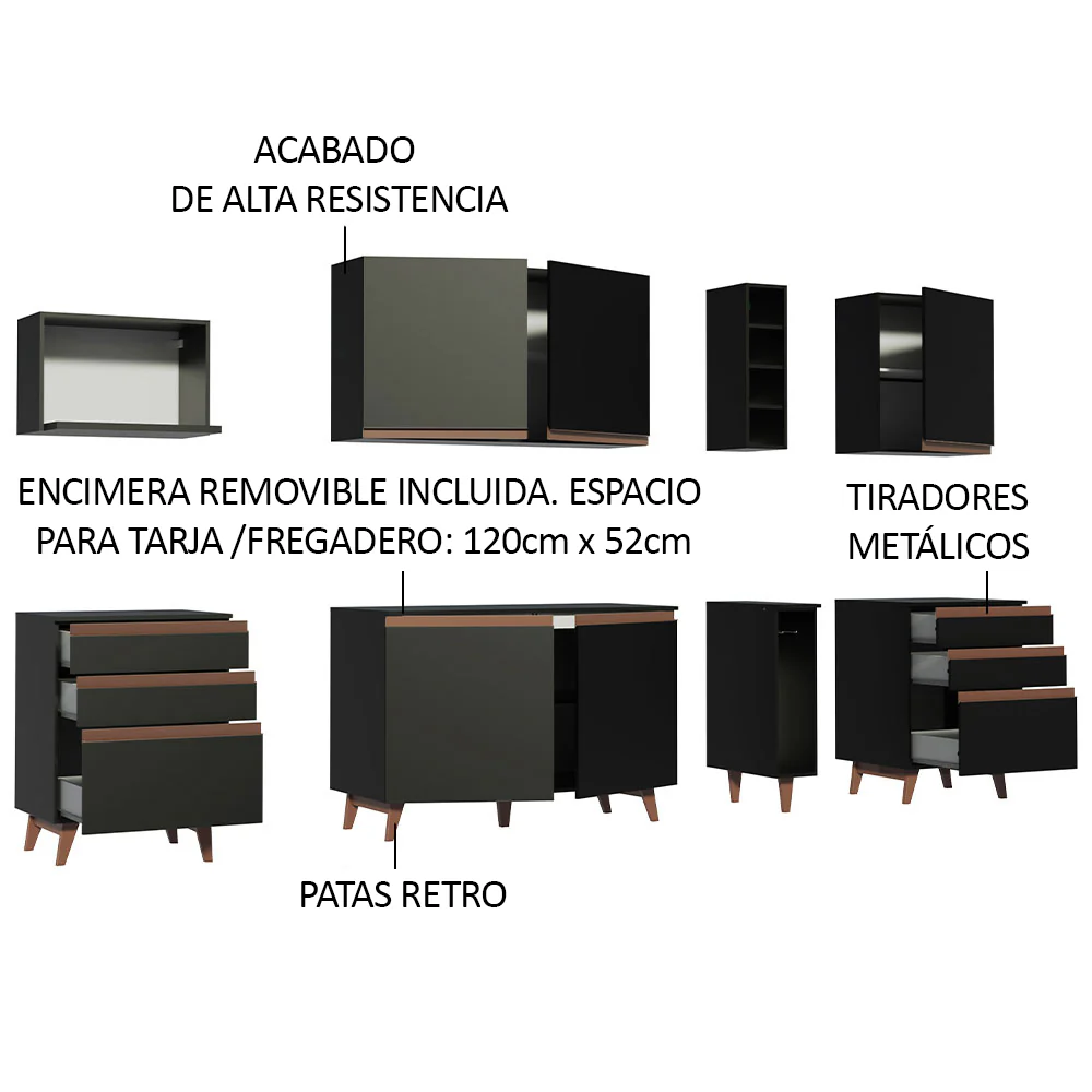 Combo completo de Cocina Madesa Reims 260cm NM 06 - Image 4
