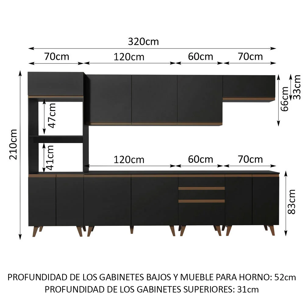Combo completo de Cocina Madesa Reims 320cm NN 04 - Image 2
