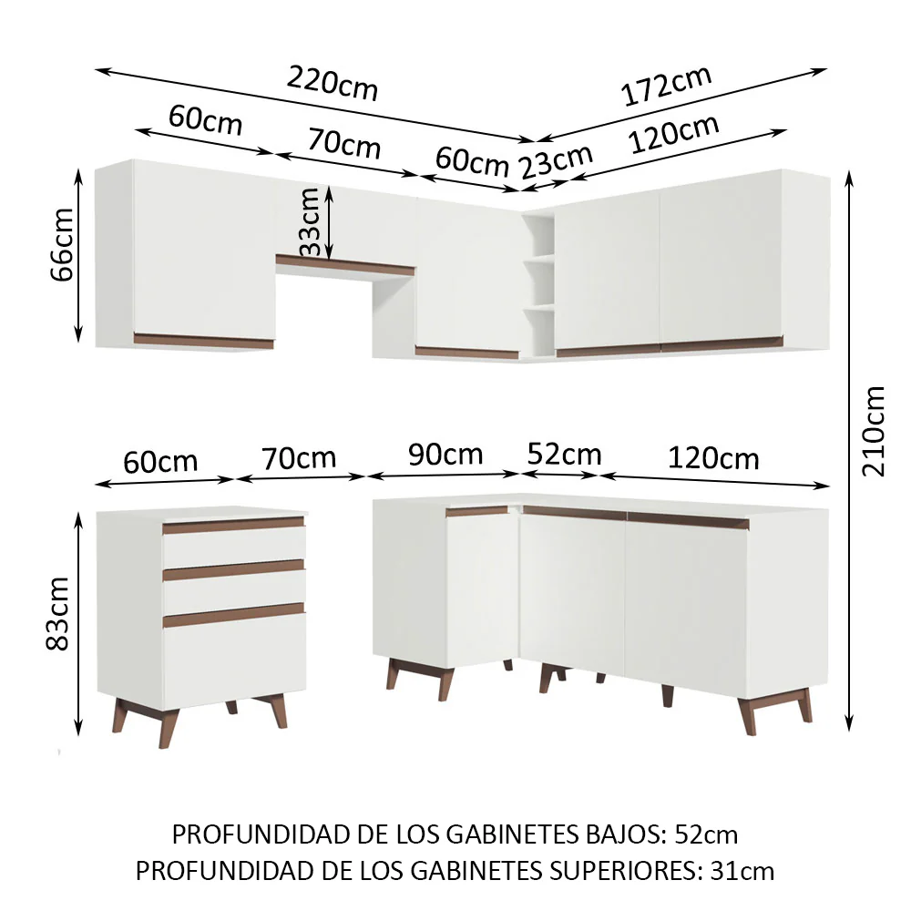 Combo completo de Cocina Esquinera Madesa Reims 392cm BB 01 - Image 2