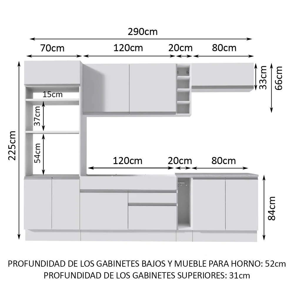 Combo completo de Cocina Madesa Vicenza 290cm BB 12 - Image 2