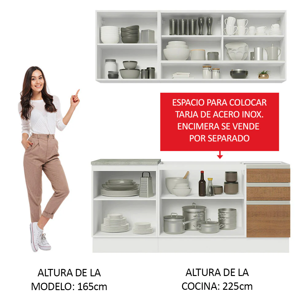 Combo de Cocina Modular Glamy Madesa 180cm BR - Image 4