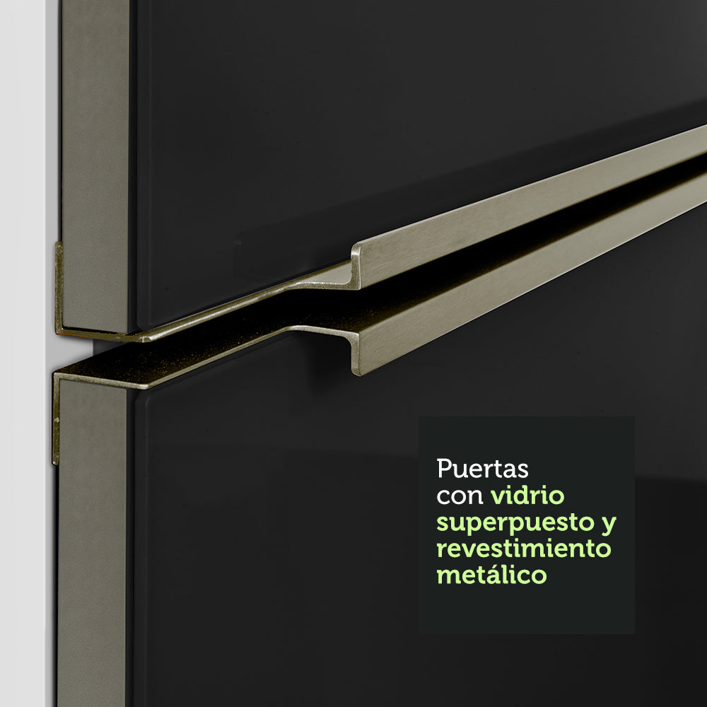 Combo con 2 Bajos Mesadas de Cocina 4 Puetas 3 Cajones 200 x 60 cm (Sin Mesada y Bacha) Blanco/Negro Lux Madesa - Image 8
