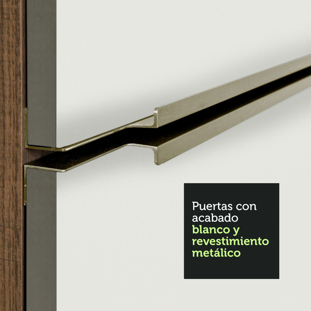 Combo con 2 Bajos Mesadas de Cocina 4 Puetas 3 Cajones 200 x 60 cm (Sin Mesada y Bacha) Marrón/Blanco Aterciopelado Lux Madesa - Image 8