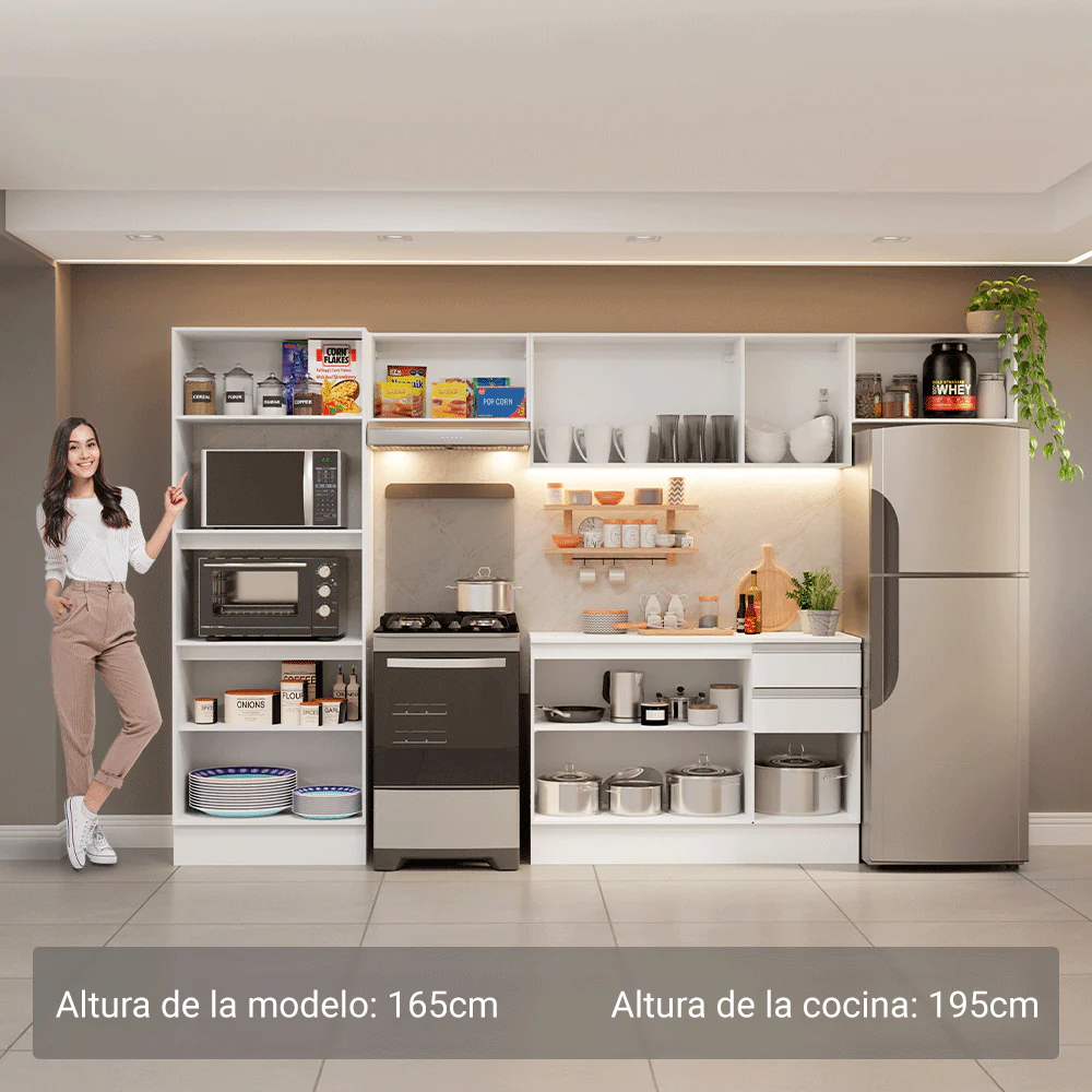 Combo de Cocina 100% MDF 310 cm Smart Blanco 01 - Image 4