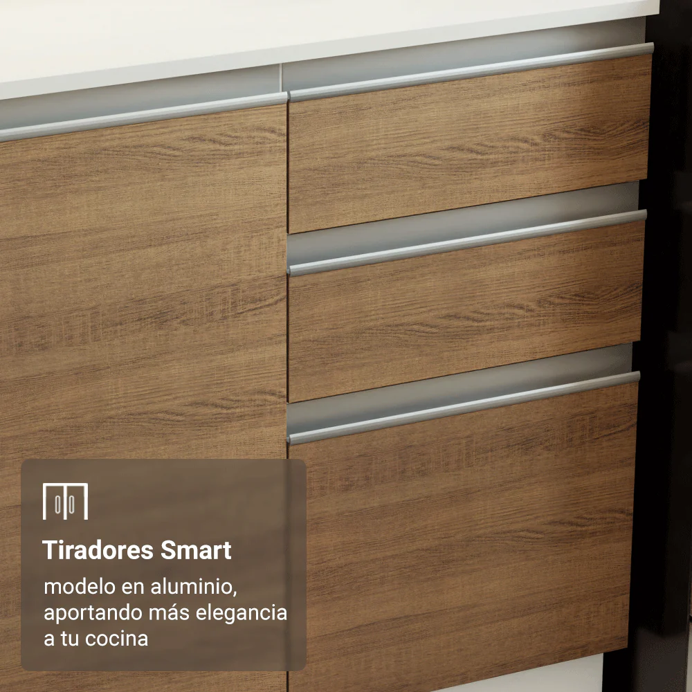 Combo de Cocina 100% MDF 310 cm Smart Blanco/Marrón/Crema 02 - Image 6