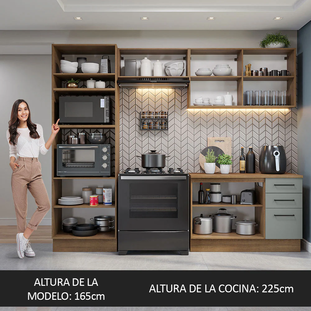 Combo de Cocina 270 cm Agata Marrón/Gris 07 - Image 4