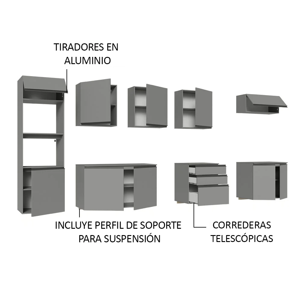 Combo de Cocina 320 cm Sin Patas Nice Gris 07 - Image 4