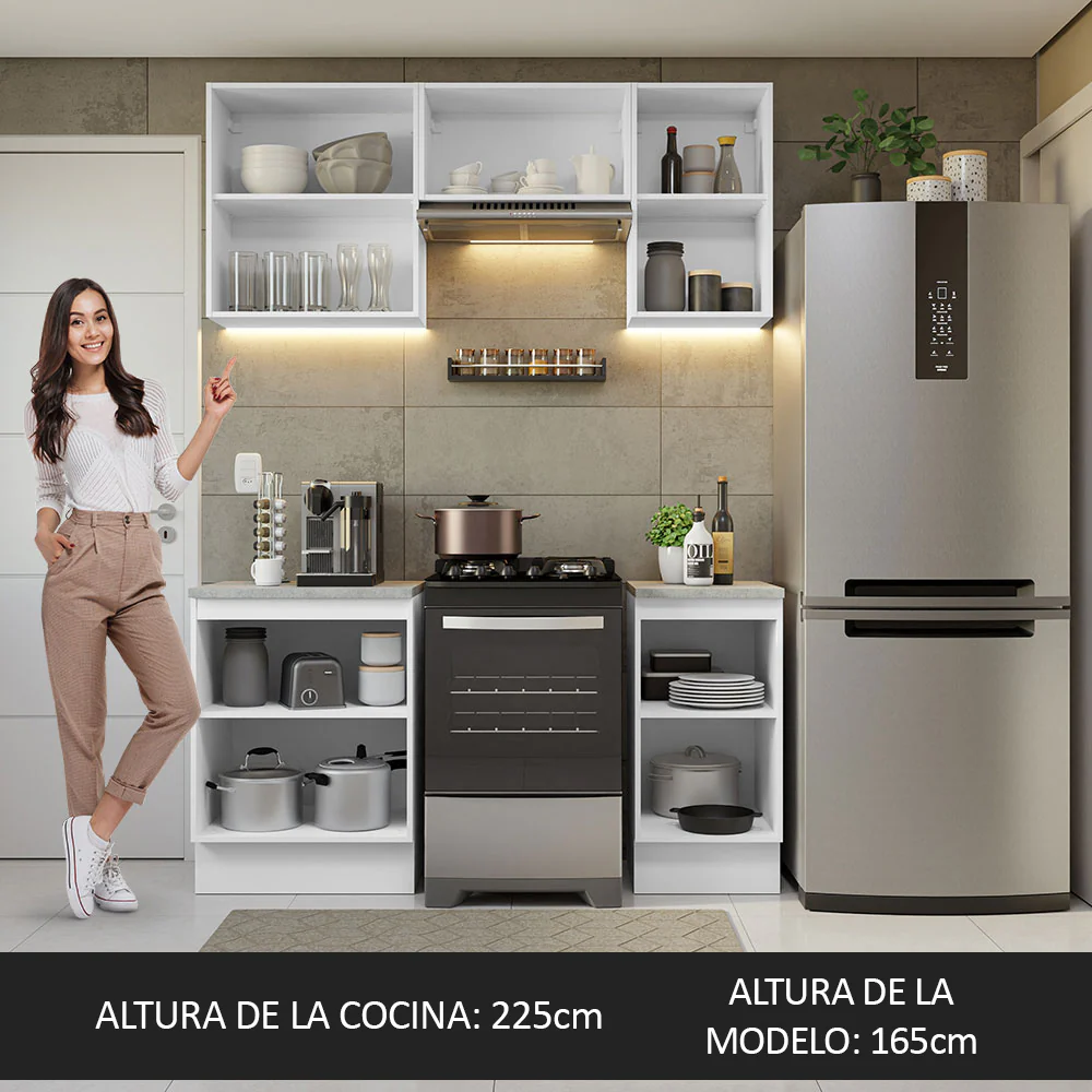Combo de Cocina Compacta 160cm Blanco/Marrón Glamy Madesa 07 - Image 5