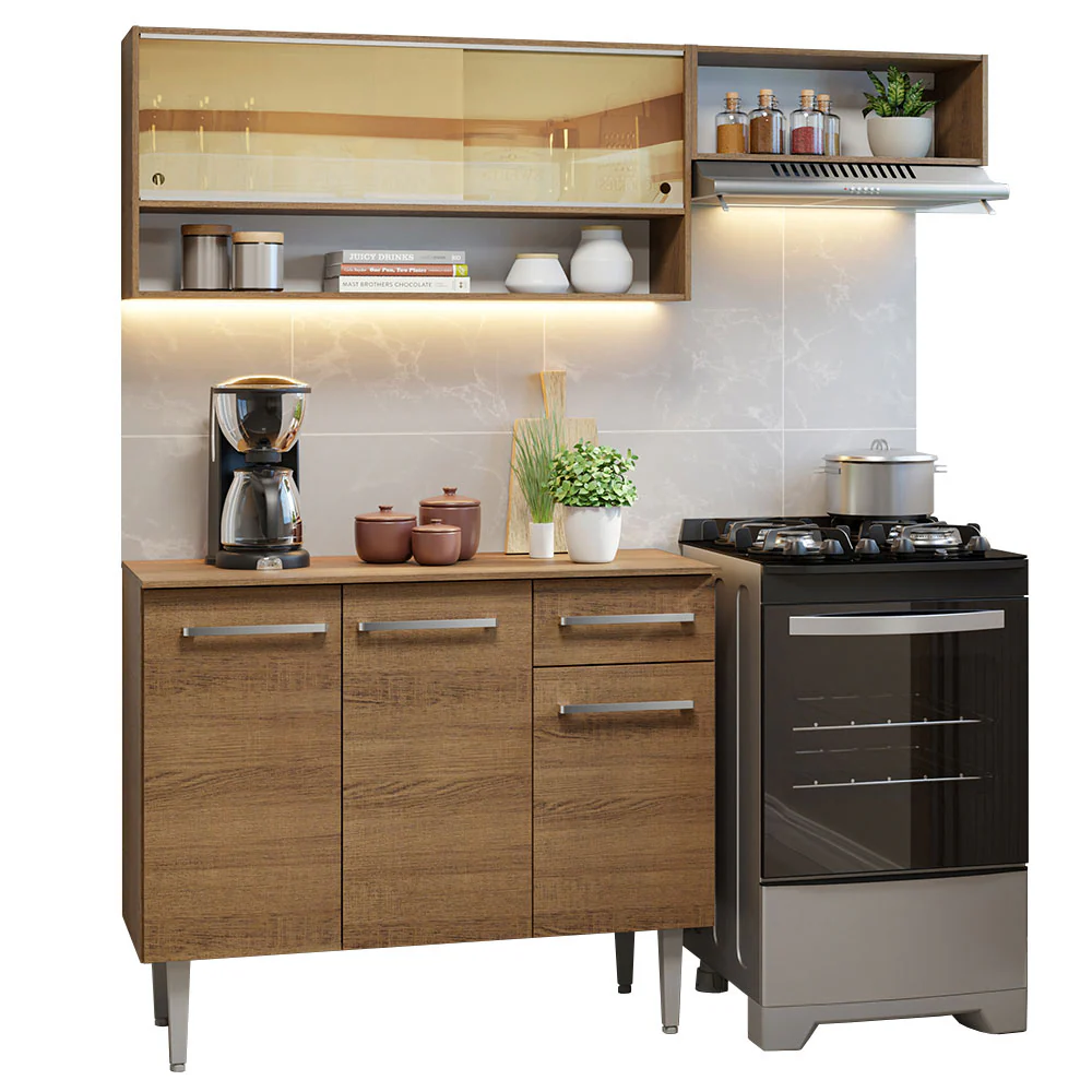 Combo de Cocina Compacta 165cm Marrón Emilly Madesa 02 - Image 2