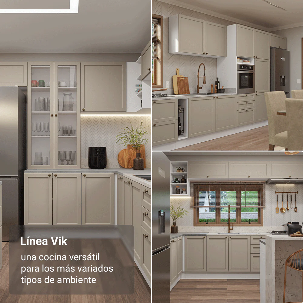 Combo de Cocina Compacta 180 cm Blanco/Crema Vik Madesa 01 - Image 5