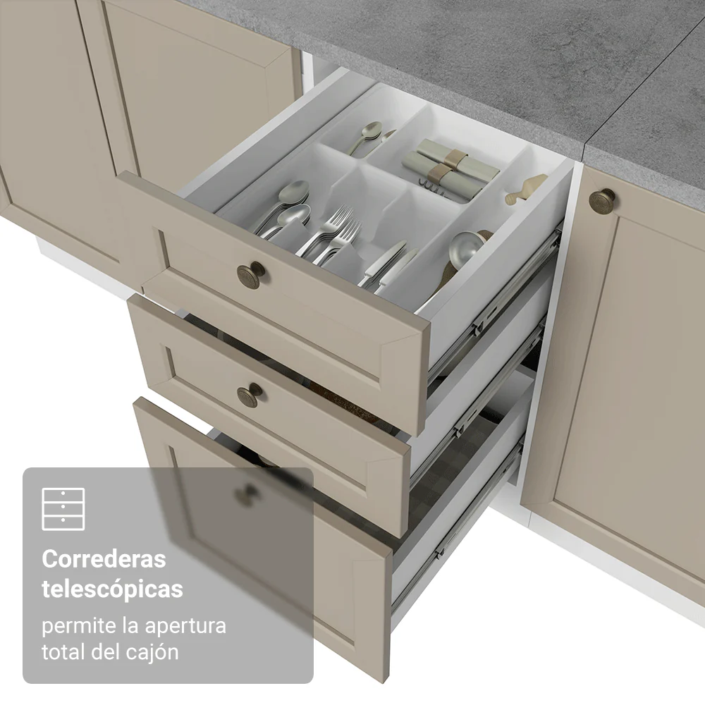 Combo de Cocina Compacta 180 cm Blanco/Crema Vik Madesa 01 - Image 7